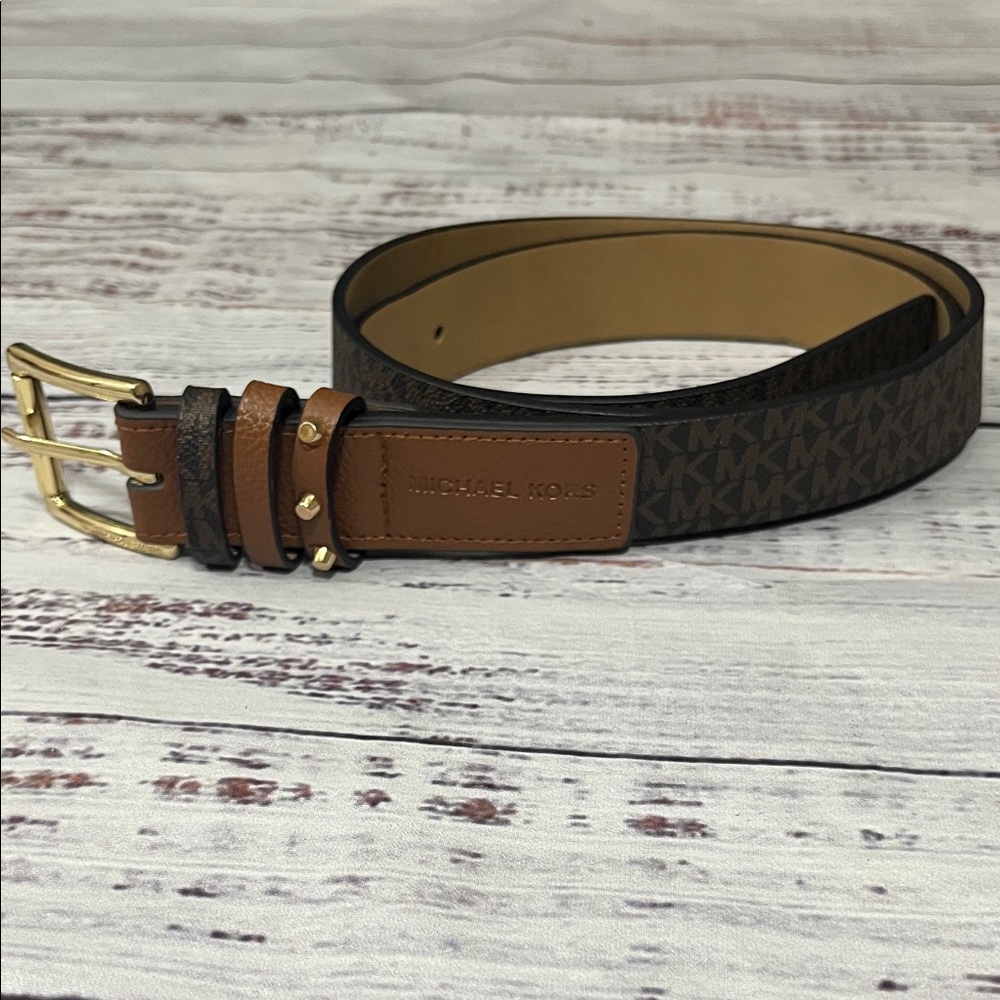 Michael Kors Women’s Monogram Faux Leather Belt Large
